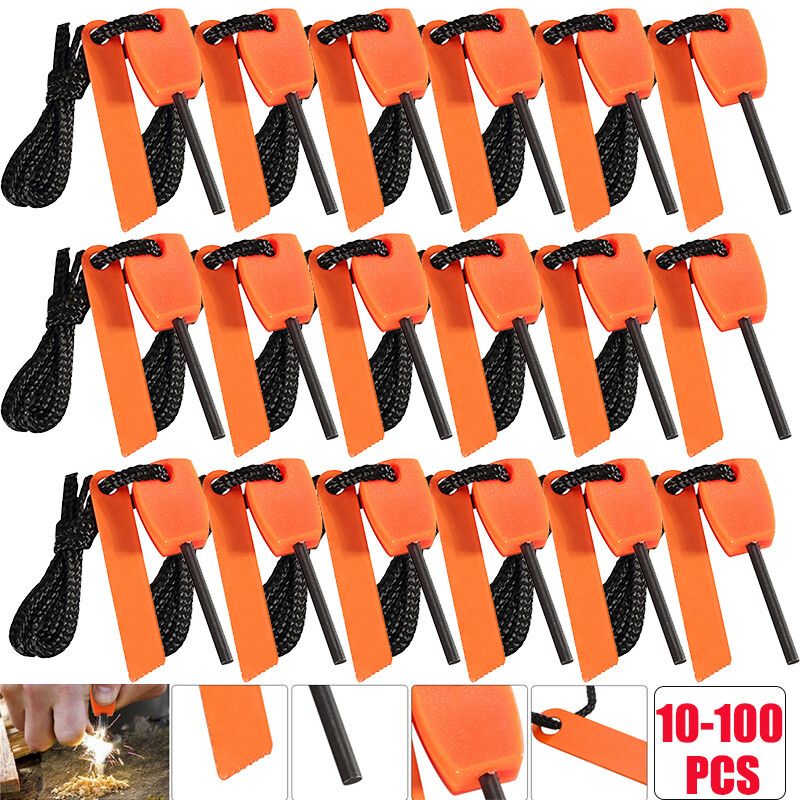 LOT 10~100pcs Fire Starting Magnesium Kit Ferro Rod Survival Outdoor Camping