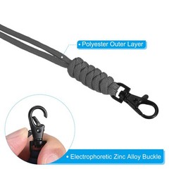 19″ Paracord Lanyard Lobster Clasp Necklace Badge Holder Strap Cord, Grey