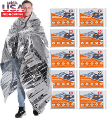 Emergency Blankets Mylar Thermal Blanket,(10 Pack) of Gigantic Space Blanket 84