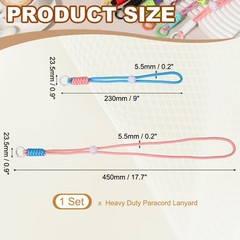 1Set Heavy Duty Paracord Keychain Lanyard for Keys , Light Pink/Light Blue/White
