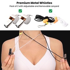 Runtasty Essential Metal Safety Whistle 2-Pack with Adjustable & Light Gray