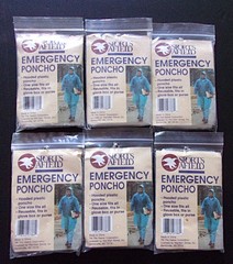 6 Emergency Hooded Rain Poncho Disposable Camping Outdoor Sport One Size NIP