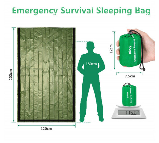 Waterproof Lightweight Thermal Emergency Sleeping Bag Bivy Sack – Survival Blank
