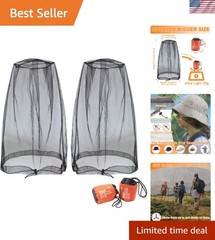 Ultra-Lightweight Black Mosquito Head Net – 2pcs, Adjustable for Outdoor Use