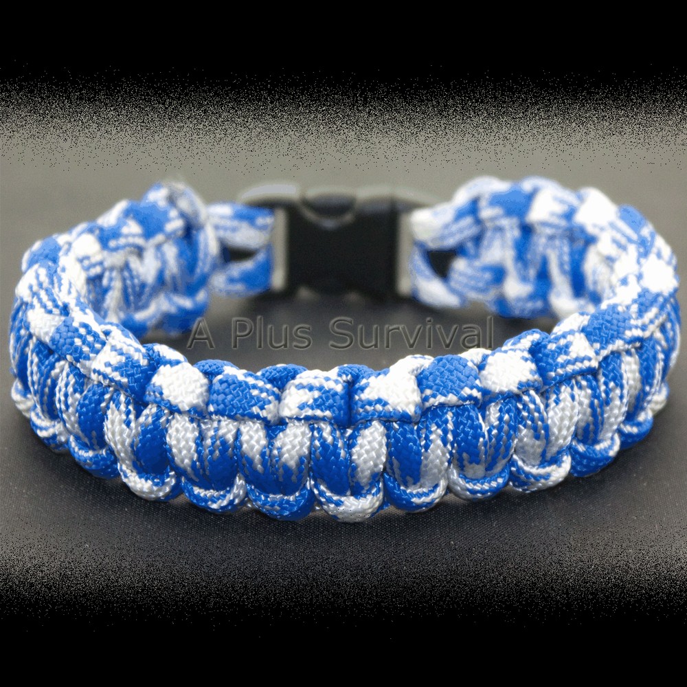 Rocky Mountain Blue & White Camo Paracord Survival Bracelet – Made in the USA
