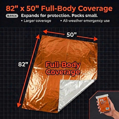 PREPARED4X Mylar Blankets 8 Pack – Waterproof Emergency Blanket – Rip and Tear R