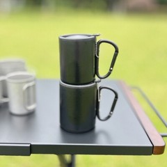 Outdoor Insulated Mug with Carabiner Handle & Lids Portable Compact Camping Cup