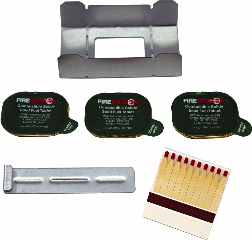 FireDragon Folding Ration Heating Kit, 3 Solid Fuel Tablets & Matches