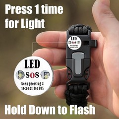 550 Paracord Survival Bracelet with Light, Ferro Rod Fire Starter, Scraper To…