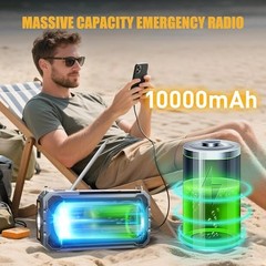 Hand Crank Emergency Radio 10000mAh Weather Radio with AM/FM/NOAA – Solar Grey