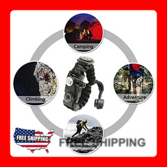 20-in-1 Survival Paracord Bracelet with SOS Light, Fire Starter, Compass,