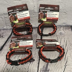 SecureLine Military Grade Paracord Survival Bracelet Small Red/Black Lot Of 4