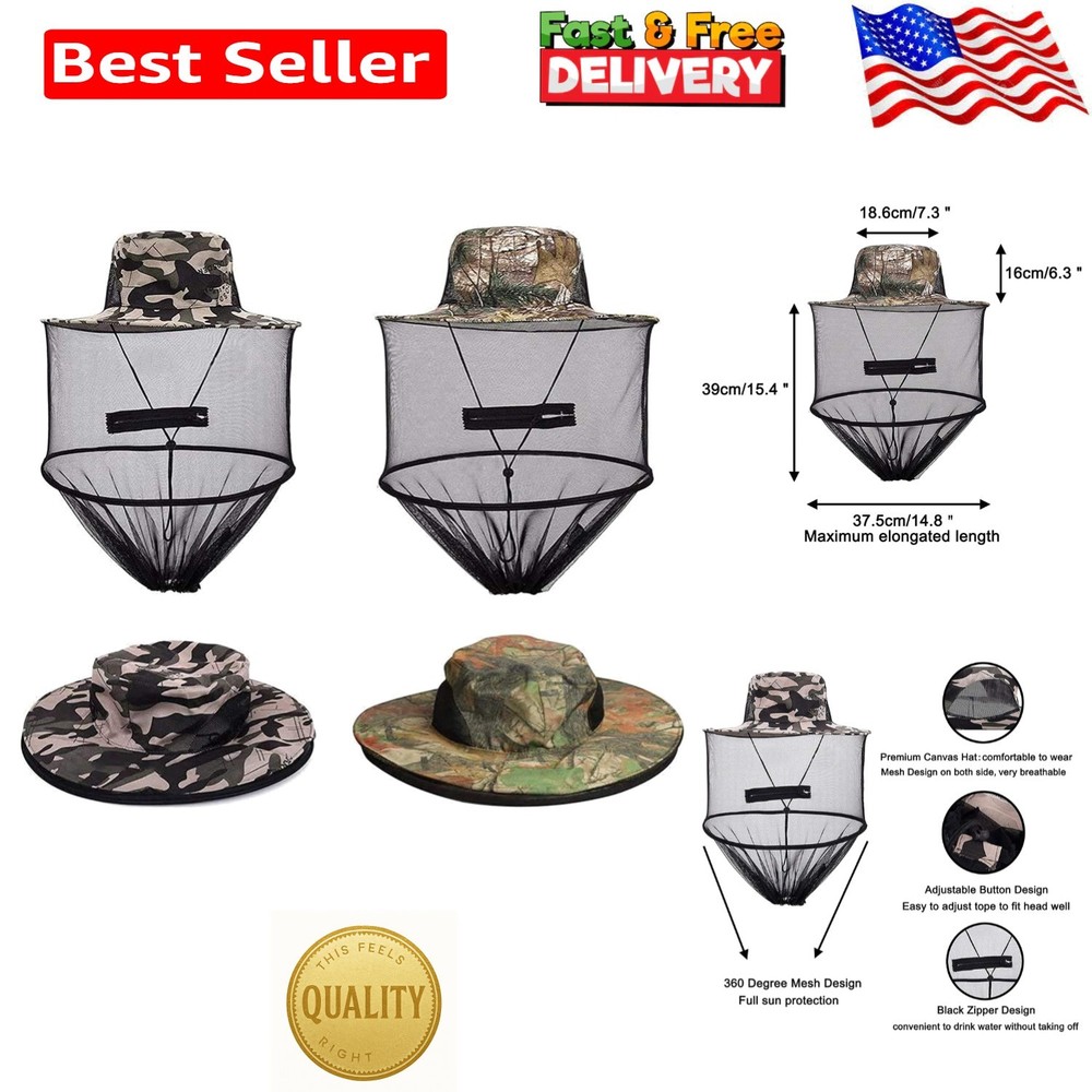2 Pack Mosquito Head Net Hats with UPF 30 Sun Protection for Outdoor Lovers