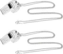 2pcs Bling Whistle, Metal Crystal Rhinestone Whistles Loud Crisp Sound Sports…