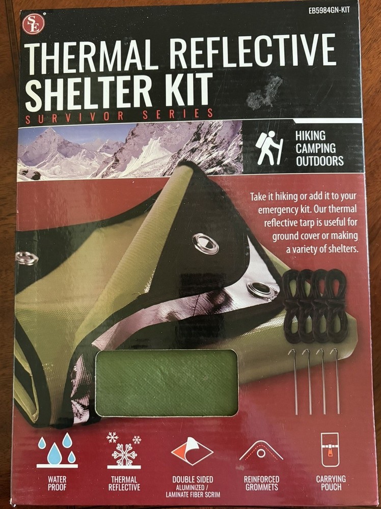 Emergency/Survival: SE Waterproof Thermal Shelter Kit -Tent or Tarp/Cord/Stakes
