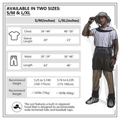 Adults Mosquito Suits Mesh Net Bug Hooded Jacket Pant for Fishing Hiking Camping