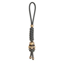 Black 550 Paracord Lanyard with Brass Frog Beads fo Knife Zipper Pull