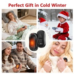 2 Pack Hand Warmers Rechargeable Electric Portable 2 in 1 Black
