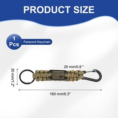 Paracord Keychains, Paracord Keychain with USA Flag, Khaki