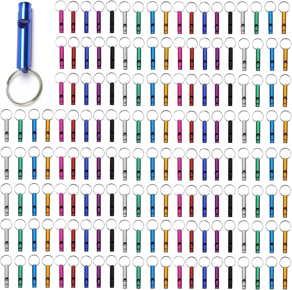 50-200 Pieces Emergency Whistle With Keychain Aluminum Survival Whistle Key Chai