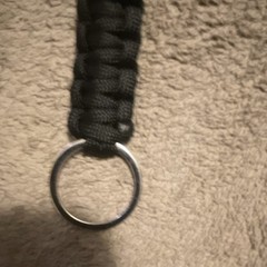 Black Paracord Keychain 3.75 in with Key Ring & Carabiner for Camping Hiking