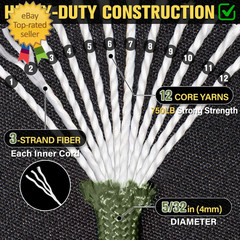 Paracord Rope 750 Lb – 1000Ft / 500Ft / 200Ft / 100Ft 5/32″ Parachute Cord 4MM 1
