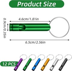 12 Pack Emergency Whistle Key-chain Aluminum Extra Loud Safety Whistles 6 Colors