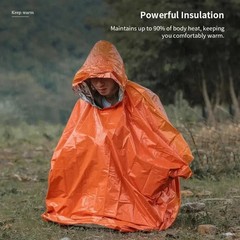 Reusable Mylar Thermal Blanket Poncho Emergency Survival Rain Camping Gear 1/2PC