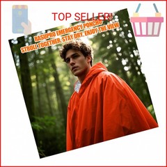Rasupro 4 Pack Emergency Ponchos with Thickened Mylar Blanket Lining, Windproof,