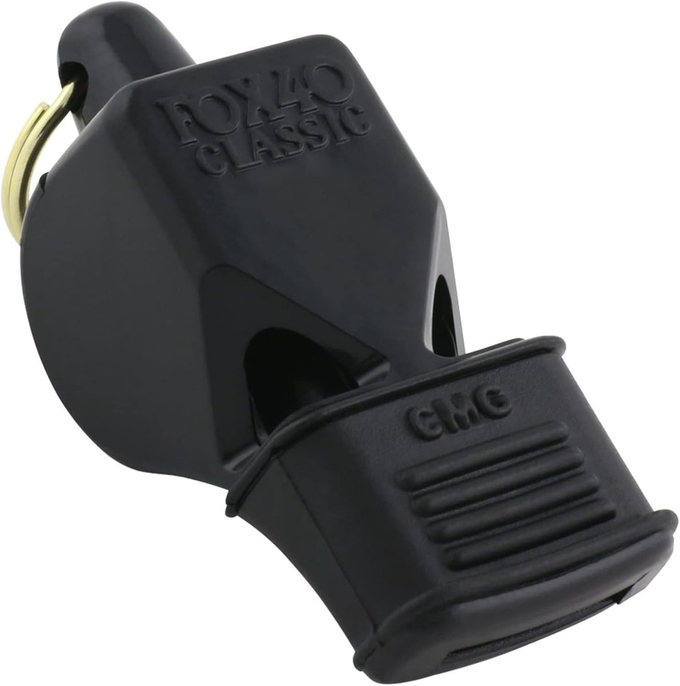 Fox 40 Classic Safety W/ CMG 3-Chamber Pealess Whistle 115 dB – Black