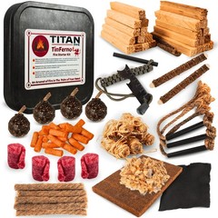 TinFerno Fire Starting Kit – 100pc Starter for Campfires, Large, Black