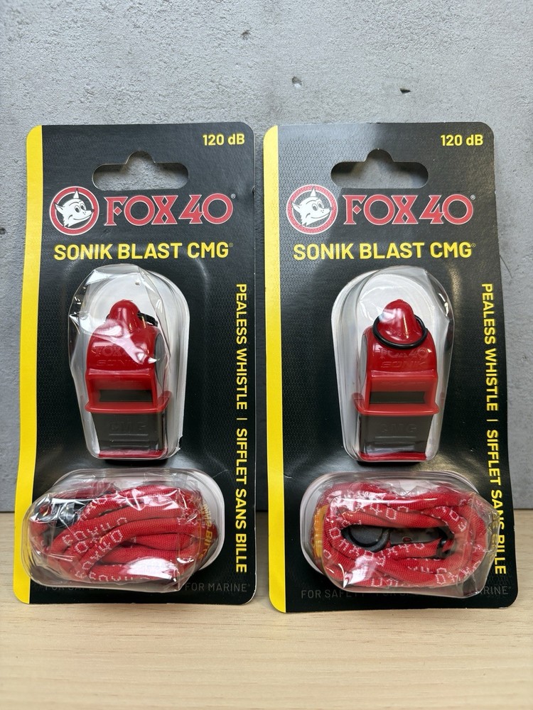 2 Pack / Fox 40 Sonik Blast Cushion Mouth Group Sports and Safety Loud Whistle