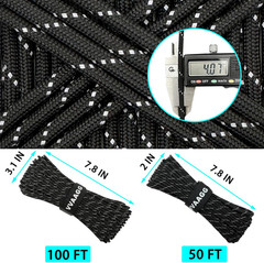 Reflective Paracord Rope 100FT, 7 Strand Nylon Para Cord Lanyard Utility 550 Par