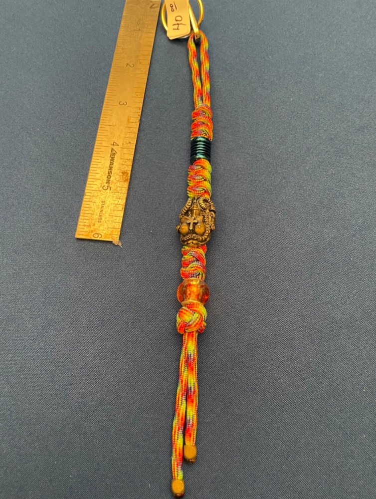 Paracord keychain. bagpurse, backpack, jacket zipper pull. Priestess w/Ram horns