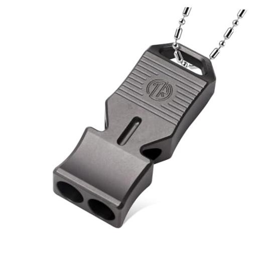 Titanium Emergency Survival Whistle, Portable Necklace Whistle, Loud Gray