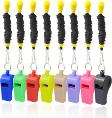 Whistle, 8 Pack Plastic Whistles for Coahes, Loud Crisp Sound Sports Whistle Whi