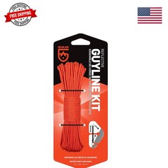 Reflective Guyline Kit with Line Tensioners for Tents and Tarps, 50 ft, Orange