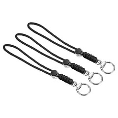 3pcs 9″ Paracord Lanyard with Clasp Wrist Cord Badge Holder Strap, Black