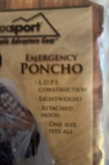 Texsport Emergency Poncho L.D.P.E. Construction Lightweight Attached Hood 1 size