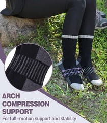 DYW Womens Merino Wool Hiking Socks Thermal Warm Winter Large, 5 Pairs Black