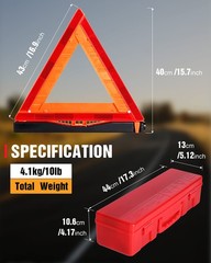SAFEMATE 3 Pack Warning Triangle DOT Approved, Foldable Emergency 3 PCS