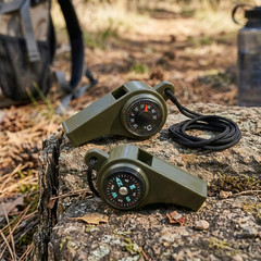 5Pcs 3-In-1 Emergency Survival Whistles with Compass Thermometer