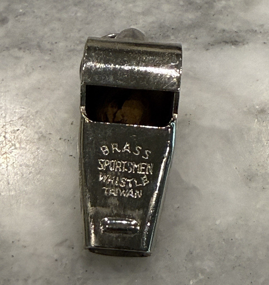 Brass Safety Whistle, Silver Metal Finish, Key Ring Included, 1 Pack
