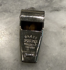 Brass Safety Whistle, Silver Metal Finish, Key Ring Included, 1 Pack
