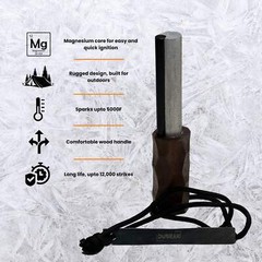 Dubrak Heavy-Duty Magnesium Fire Starter Ferro Rod for Camping