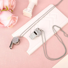 2pcs Bling Whistle, Metal Crystal Rhinestone Whistles Loud Crisp Sound Sports…