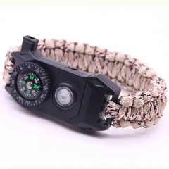 Fashion Men Outdoor LED Light Survival Umbrella Rope SOS Bracelet Emergency.