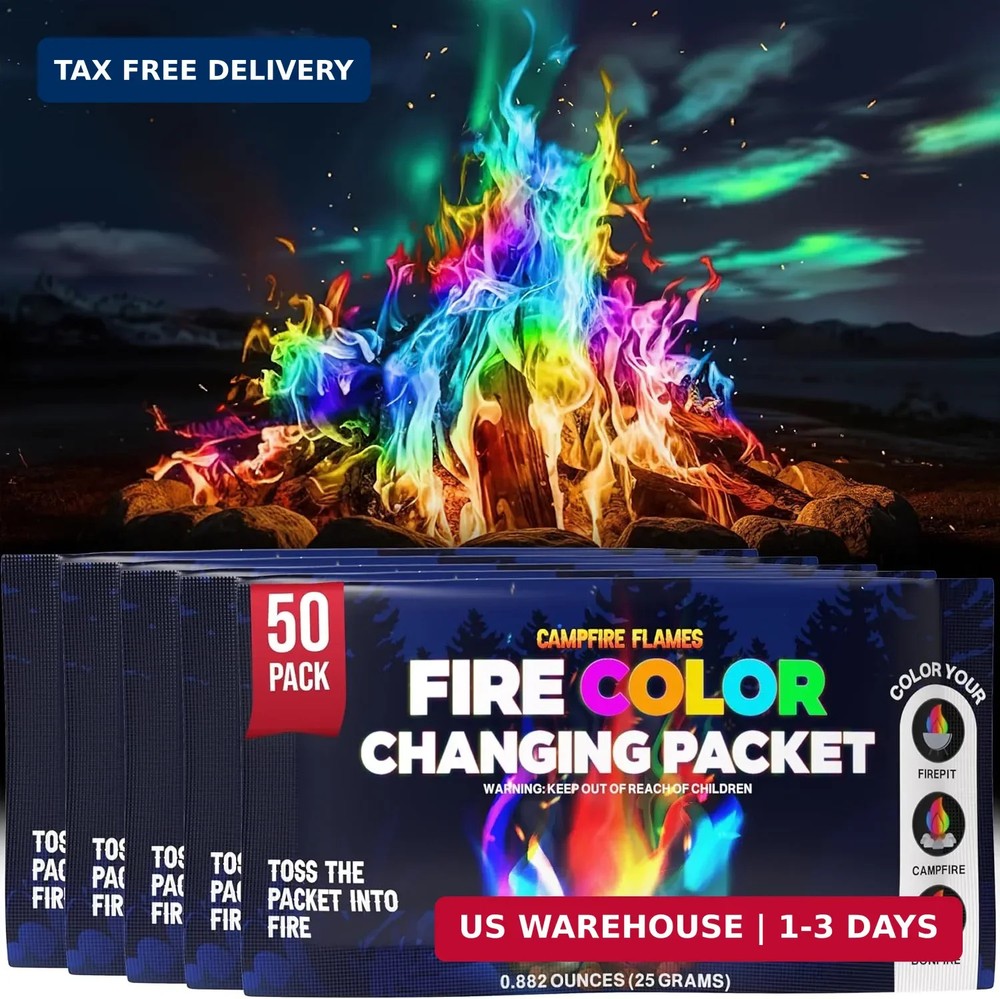 Magic Campfire Fire Color Changing Packets for Fire Pit (50 Pack) Outdoor Firepl