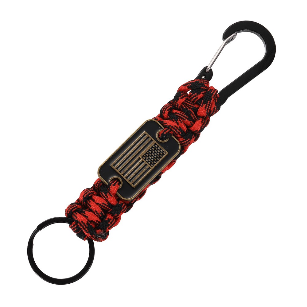 Paracord Keychains, Paracord Keychain with USA Flag, Red Black Camouflage