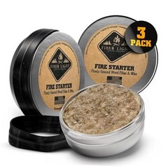 Natural Wood Fiber Tinder Fire Starter Kit – Water-Resistant – 3 Pack